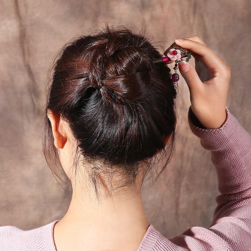 Ethnic Handmad Shell Flower Hollow Butterfly Wooden Hair Sticks for Women Accessories Hair Jewelry with dangle FZ-18030