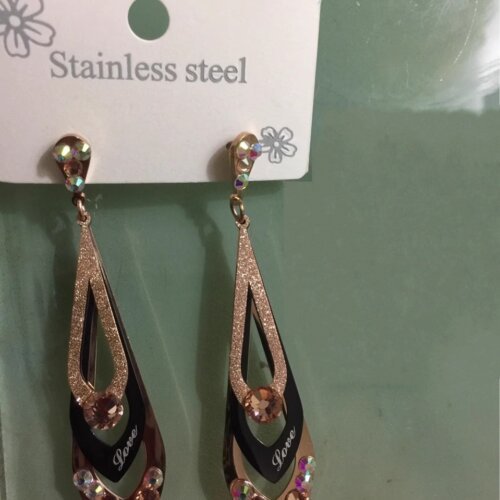 Korean Fashion Diamond Frosted Titanium Steel Earrings for Women, Luxurious Jewelry