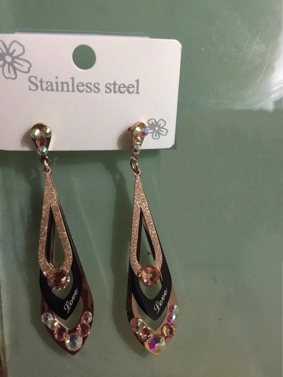 Korean Fashion Diamond Frosted Titanium Steel Earrings for Women, Luxurious Jewelry