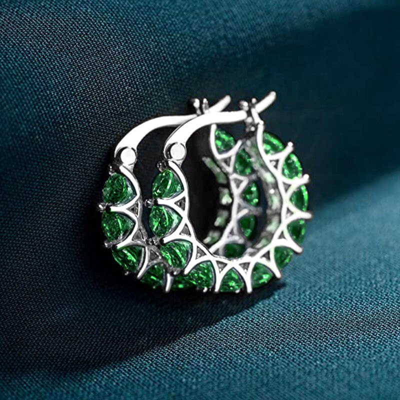 Glamorous French Style Zircon Flower Earrings for Women,U-Shaped Ins Style Earrings with Glittering Zircon Stones