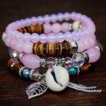 European and American Fashion Accessories Bohemian Ethnic Style Color Matching Women's Natural Shell Elastic Rope Multi-layer Beaded Bracelet