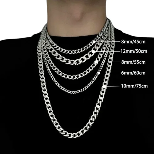 SXWCP1 Cool and Fashionable Men's Necklace, Women's Necklace, Non Fading Titanium Steel Necklace, Men's Trendy Hip-hop Collarbone Chain, Sweater Chain, Fashion Jewelry