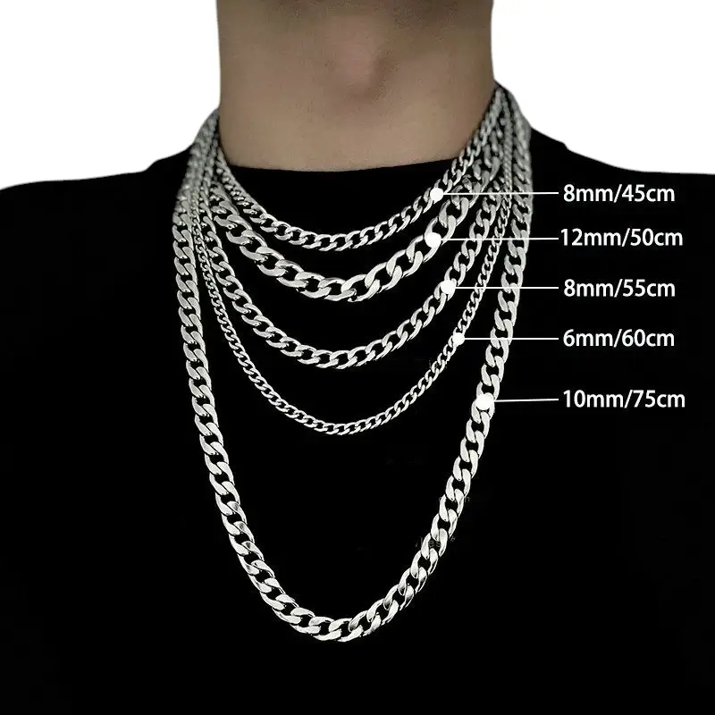 Cool and Fashionable Men's Necklace, Women's Necklace, Non Fading Titanium Steel Necklace, Men's Trendy Hip-hop Collarbone Chain, Sweater Chain, Fashion Jewelry