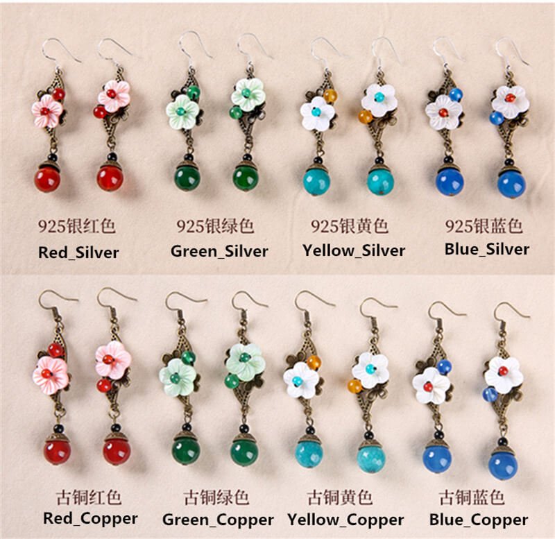 Ancient Style 925 Silver Earrings,women Long Retro Earrings,Luxury Jewelry, Trendy Women's Earrings, Long Vintage Ethnic Style Earrings for Women