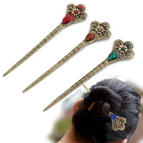 Ethnic Hair Stick,Ethnic Style Cloisonne Headdress, Women's Classic Retro Hairpin, Ethnic Style Hair Accessories, Ladies Retro Alloy Hair Clips, NO.WZ-fz224