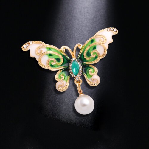Luxury Jewelry, Korean Version Pearl Butterfly Brooch, Fashionable Diamond Studded Brooch