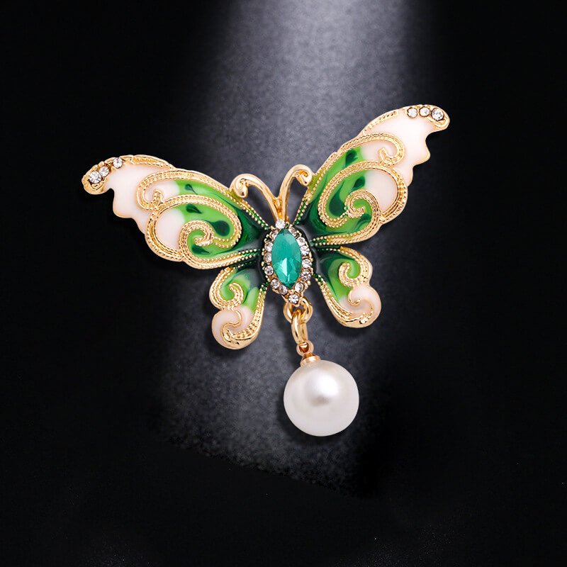 Luxury Jewelry, Korean Version Pearl Butterfly Brooch, Fashionable Diamond Studded Brooch