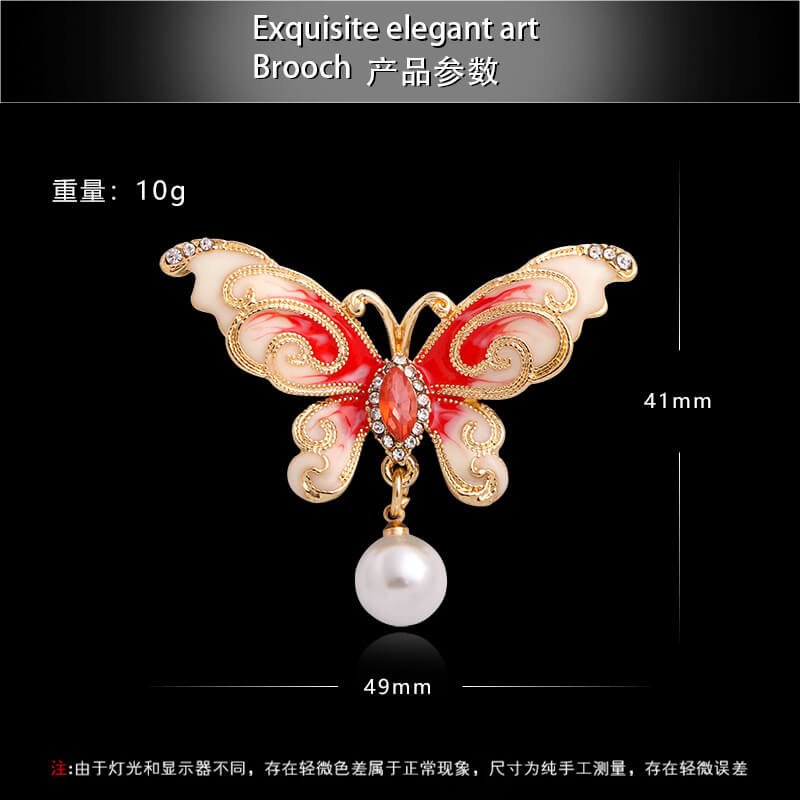 Luxury Jewelry, Korean Version Pearl Butterfly Brooch, Fashionable Diamond Studded Brooch