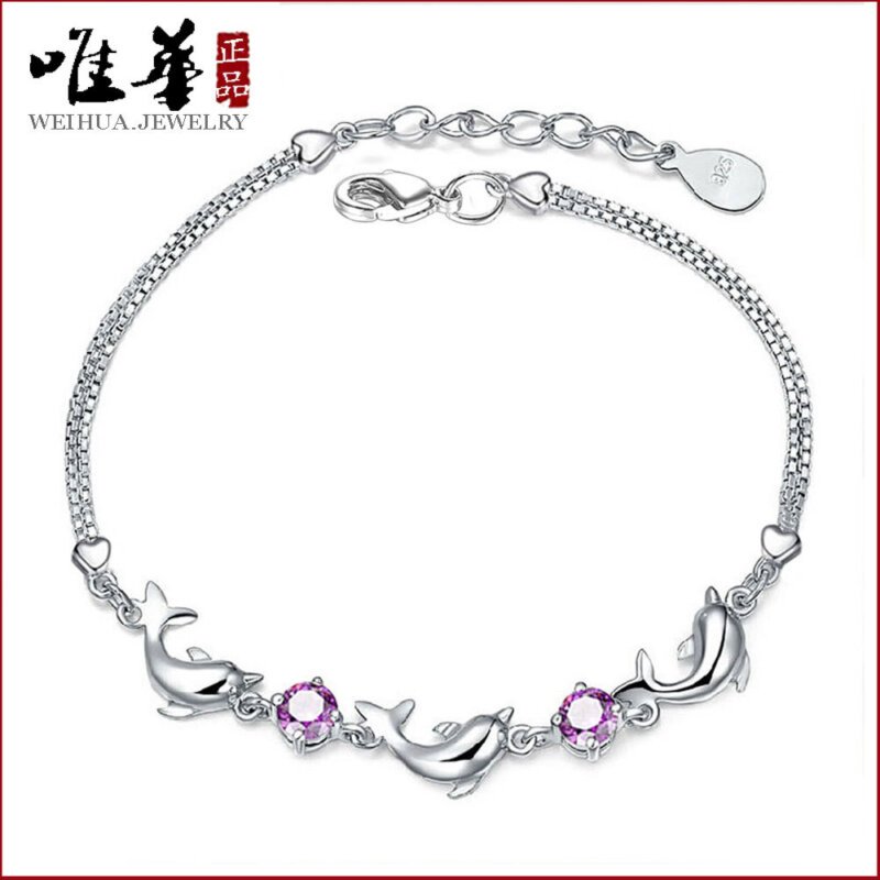 Women's Bracelet,New Korean Version Bracelet,Fashion Crystal Silver Plated Bracelet