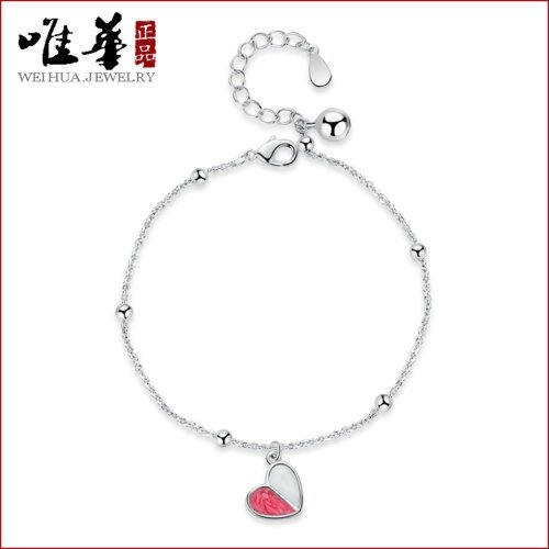New Heart-shaped Silver Plated Bracelet, Women's Fashion Silver Plated Bracelet,