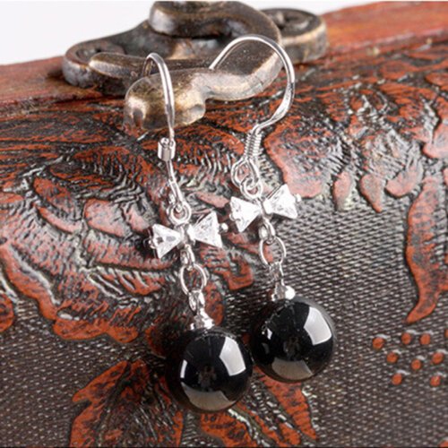 Retro Korean Silver Plated Earrings, Women's Natural Agate Earrings,Fashion Jewelry, Women Earrings, Stud Earrings