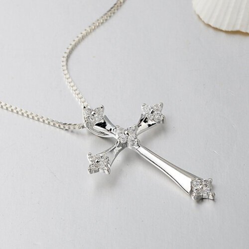 Luxury Jewelry, Fashion S925 Silver Necklace for Women, Cross Pendant, Women's Necklace