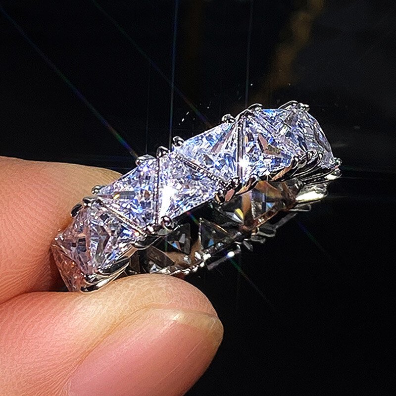 主图_2 Triangular Zircon Ring for Women and Men, Unisex Ring Fashion Jewellery