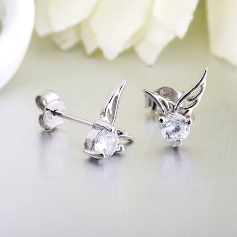 Fashion Jewelry, Women's Earrings,Angel Wing Silver Plated Earrings