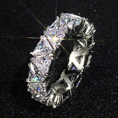主图_3 Triangular Zircon Ring for Women and Men, Unisex Ring Fashion Jewellery