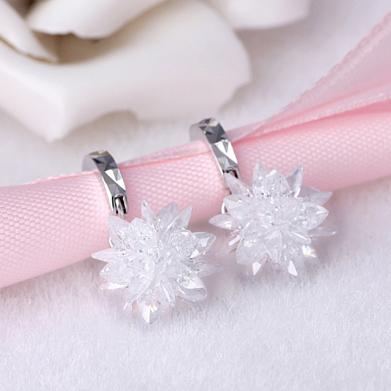 主图_3 Fashion Jewelry New Korean Ice Flower Earrings, Women's Earrings
