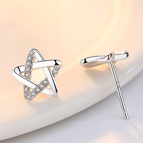 Korean Style Five Pointed Star Earrings, Women's Fashion Silver Plated Earrings,Women's earrings
