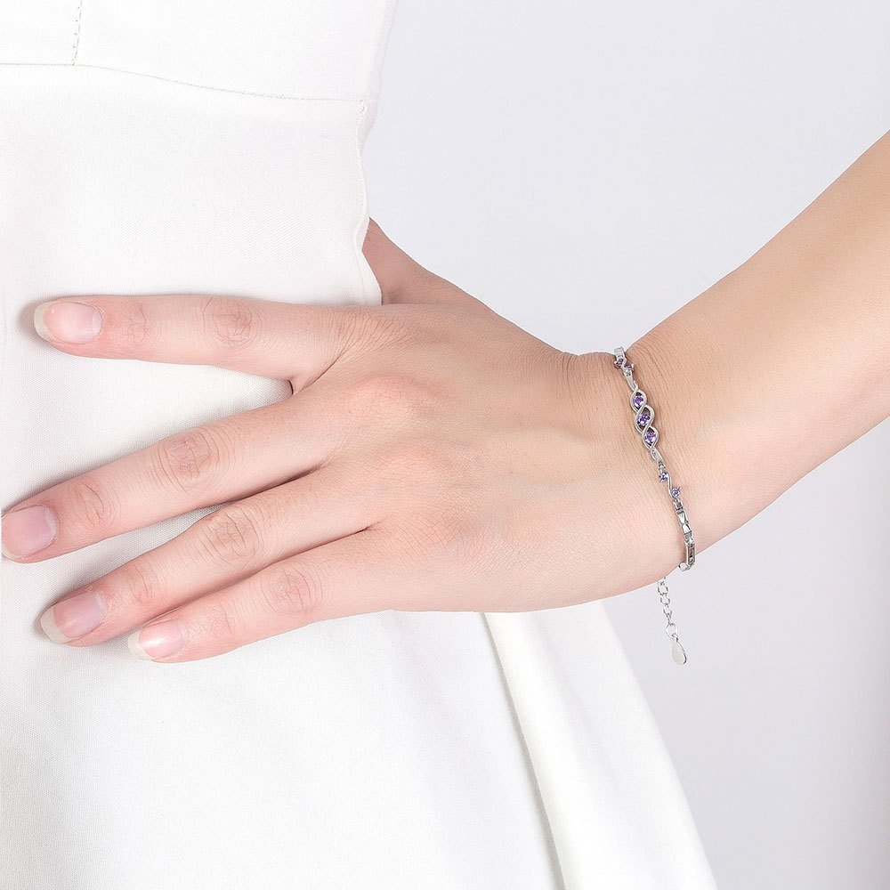 New Korean Version Heart to Heart Bracelet, Women's Fashion Silver Plated Diamond Bracelet