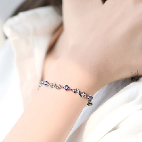 主图_4 Women's Bracelet,New Korean Version Bracelet,Fashion Crystal Silver Plated Bracelet