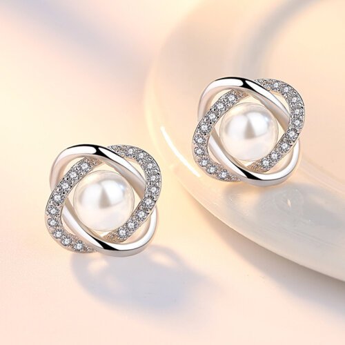 Korean Women's Silver Earrings, Fashion Pearl Earrings,Fashion Jewelry, Women Earrings, Stud Earrings