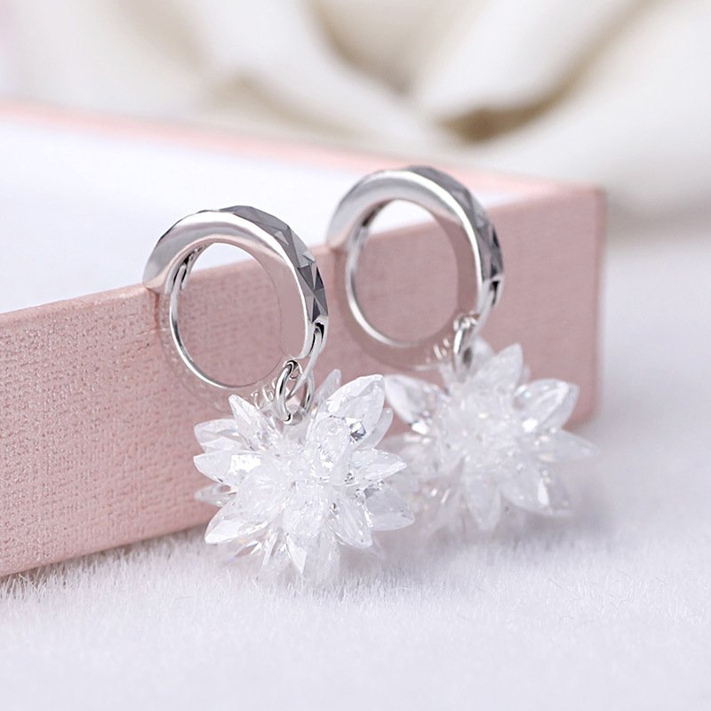 主图_4 Fashion Jewelry New Korean Ice Flower Earrings, Women's Earrings