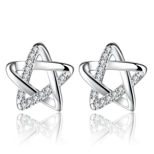 Korean Style Five Pointed Star Earrings, Women's Fashion Silver Plated Earrings,Women's earrings