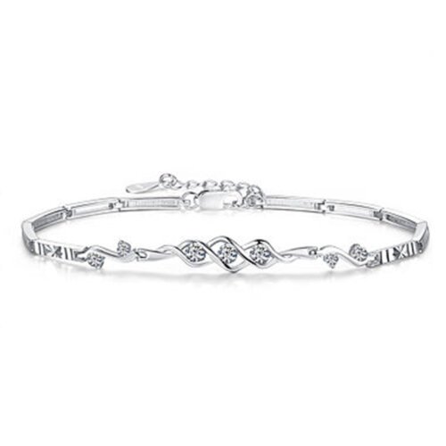 New Korean Version Heart to Heart Bracelet, Women's Fashion Silver Plated Diamond Bracelet