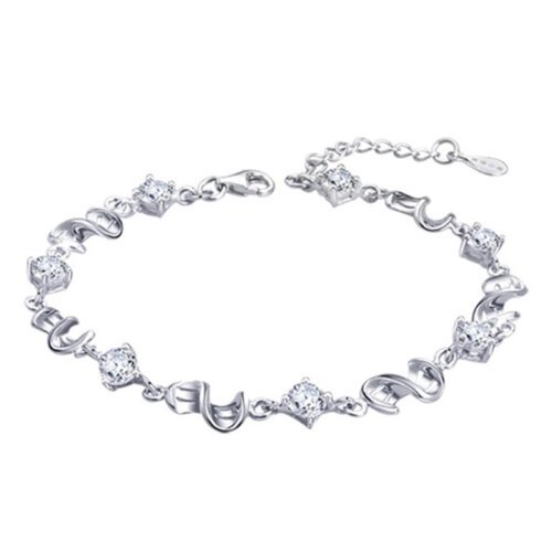 主图_5 Women's Bracelet,New Korean Version Bracelet,Fashion Crystal Silver Plated Bracelet