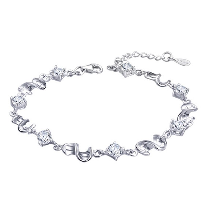 主图_5 Women's Bracelet,New Korean Version Bracelet,Fashion Crystal Silver Plated Bracelet