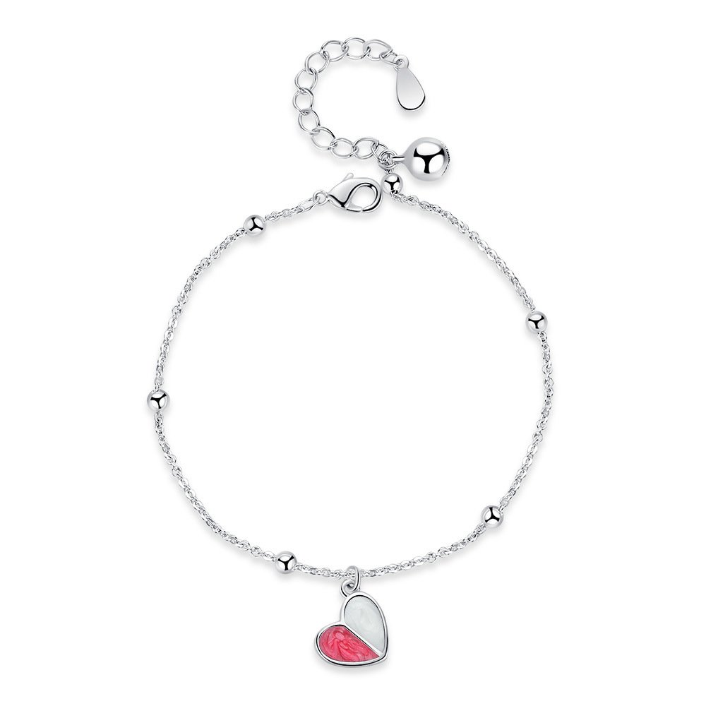 New Heart-shaped Silver Plated Bracelet, Women's Fashion Silver Plated Bracelet,