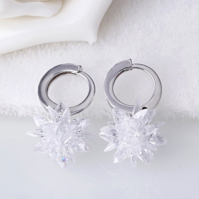 主图_5 Fashion Jewelry New Korean Ice Flower Earrings, Women's Earrings
