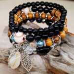 European and American Fashion Accessories Bohemian Ethnic Style Color Matching Women's Natural Shell Elastic Rope Multi-layer Beaded Bracelet