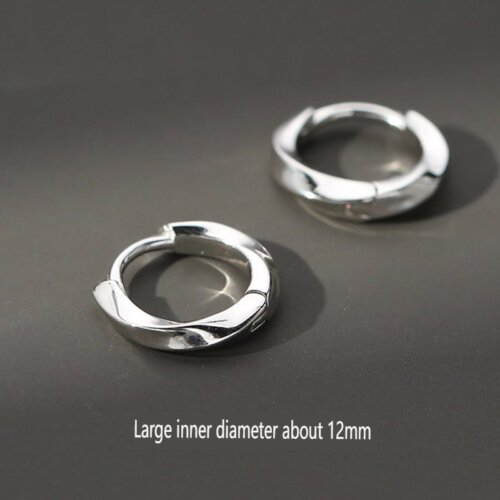 Twisted Wave 925 Silver Needle Personalized Men's Earrings, Hip Hop Boys Trendy Earrings for Men