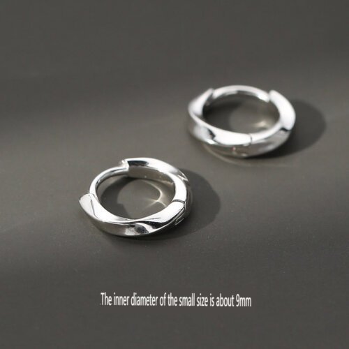 Twisted Wave 925 Silver Needle Personalized Men's Earrings, Hip Hop Boys Trendy Earrings for Men