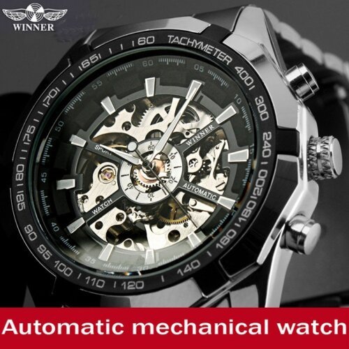 [✔]Winner Original Authentic Full Hollow Men's Automatic Mechanical Watch, Men Business Watch