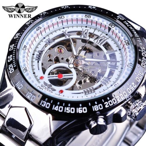 [✔]Winner Original Men Watches Male Luxury Men's Watch, Waterproof Watch Full Steel Business Watch For Men,Luxury Men's Watch, Automatic Mechanical Watch
