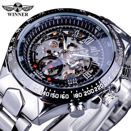 [✔]Winner Original Men Watches Male Luxury Men's Watch, Waterproof Watch Full Steel Business Watch For Men,Luxury Men's Watch, Automatic Mechanical Watch