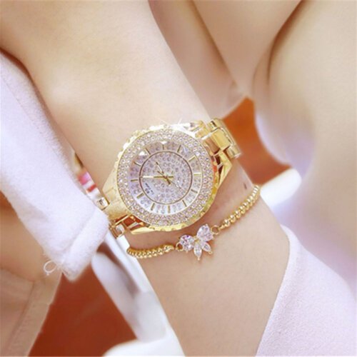 [✔]Bs Bee Sister Luxury Watch,  Fashion Women's Watch, Casual Wristwatch,Quartz Watch, Full Diamond Crystal Watch
