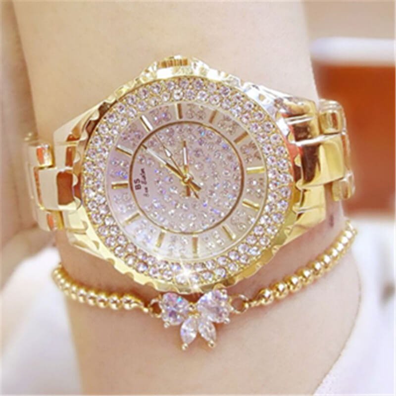 [✔]Bs Bee Sister Luxury Watch,  Fashion Women's Watch, Casual Wristwatch,Quartz Watch, Full Diamond Crystal Watch