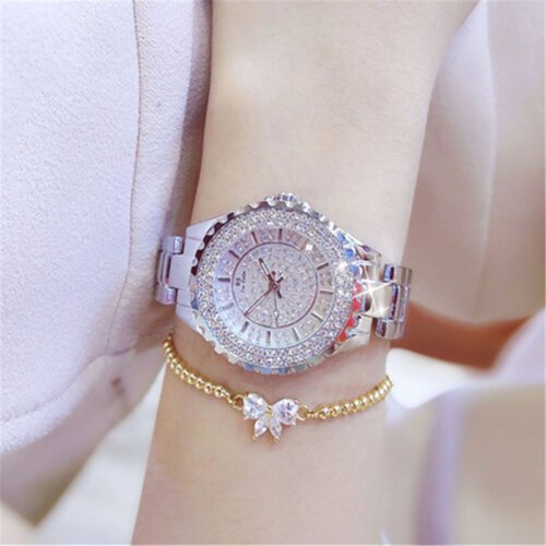 [✔]Bs Bee Sister Luxury Watch,  Fashion Women's Watch, Casual Wristwatch,Quartz Watch, Full Diamond Crystal Watch