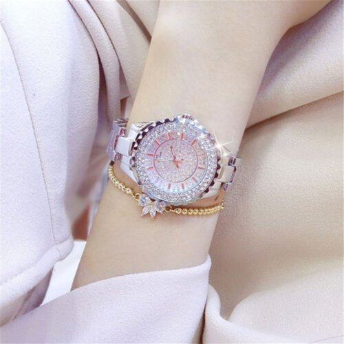 [✔]Bs Bee Sister Luxury Watch,  Fashion Women's Watch, Casual Wristwatch,Quartz Watch, Full Diamond Crystal Watch