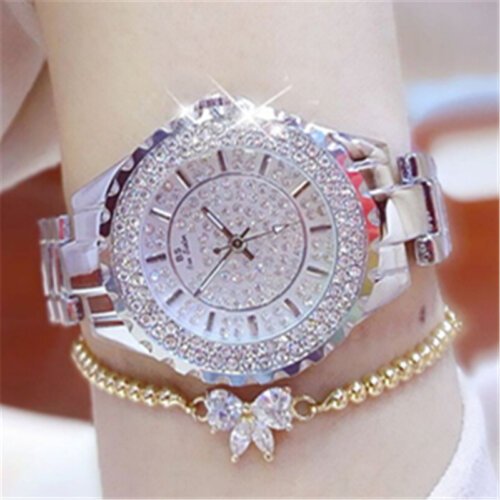 [✔]Bs Bee Sister Luxury Watch,  Fashion Women's Watch, Casual Wristwatch,Quartz Watch, Full Diamond Crystal Watch
