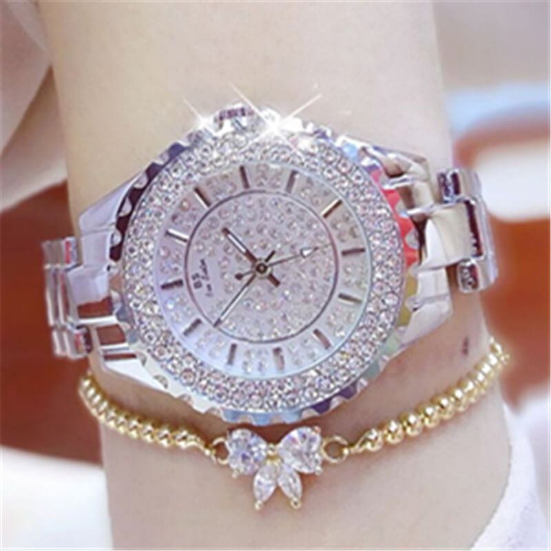 [✔]Bs Bee Sister Luxury Watch,  Fashion Women's Watch, Casual Wristwatch,Quartz Watch, Full Diamond Crystal Watch