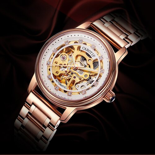 [✔] CAROTIF Luxury Women's Watch, Stylish Automatic Mechanical Watch for Women, Hollow Waterproof Luminous Watch,  Fashion Women's Watch, Casual Wristwatch,Women Watches,Fashion Watch for Women