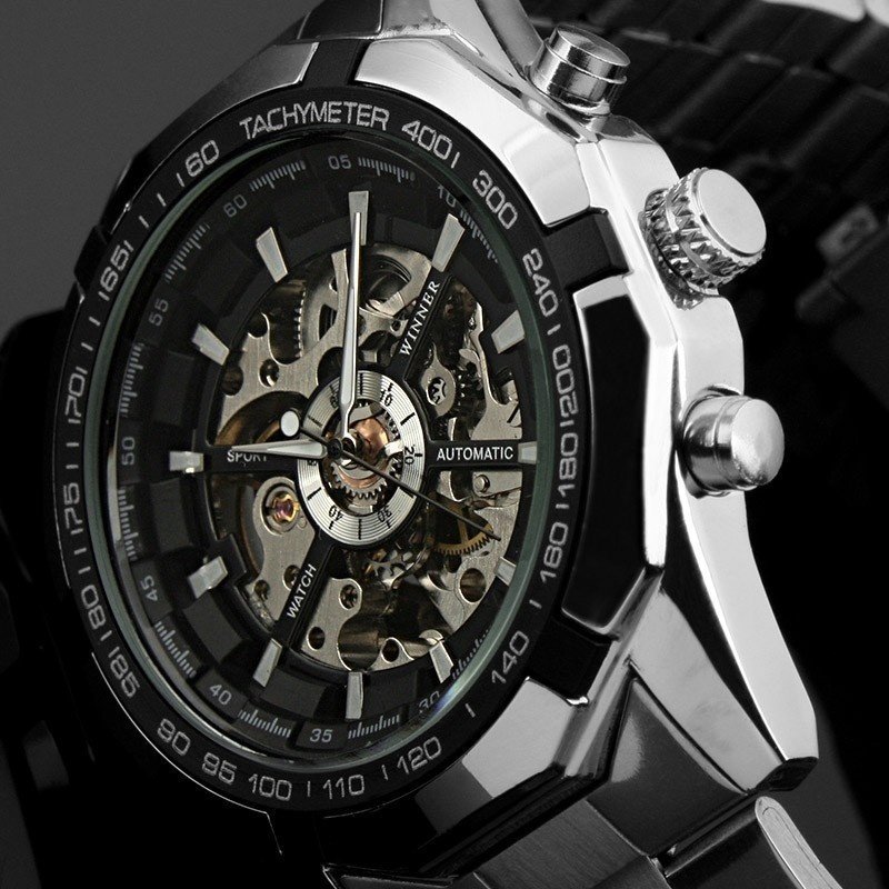 [✔]Winner Original Authentic Full Hollow Men's Automatic Mechanical Watch, Men Business Watch