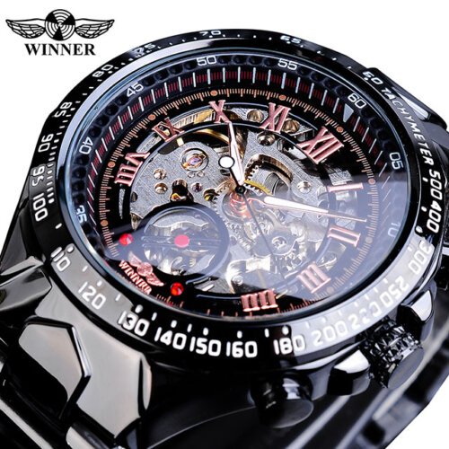 [✔]Winner Original Men Watches Male Luxury Men's Watch, Waterproof Watch Full Steel Business Watch For Men,Luxury Men's Watch, Automatic Mechanical Watch