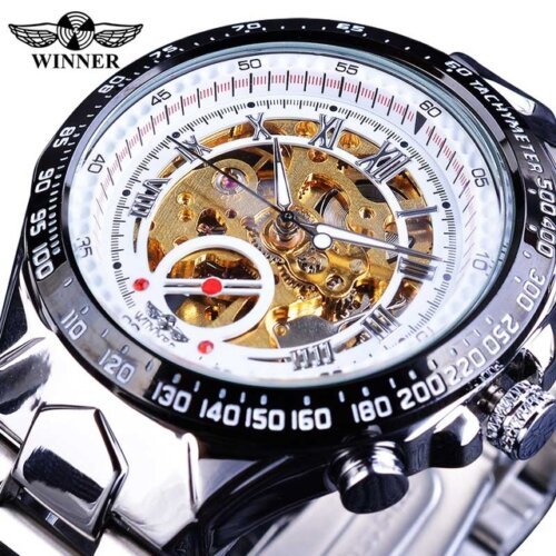 [✔]Winner Original Men Watches Male Luxury Men's Watch, Waterproof Watch Full Steel Business Watch For Men,Luxury Men's Watch, Automatic Mechanical Watch