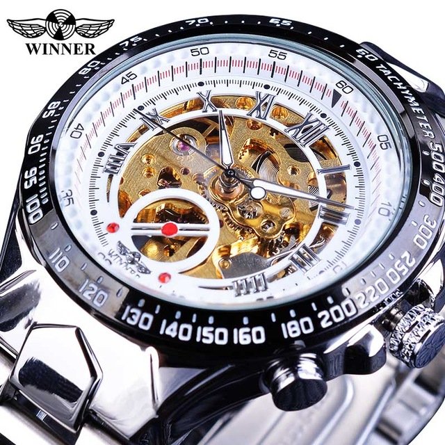 [✔]Winner Original Men Watches Male Luxury Men's Watch, Waterproof Watch Full Steel Business Watch For Men,Luxury Men's Watch, Automatic Mechanical Watch