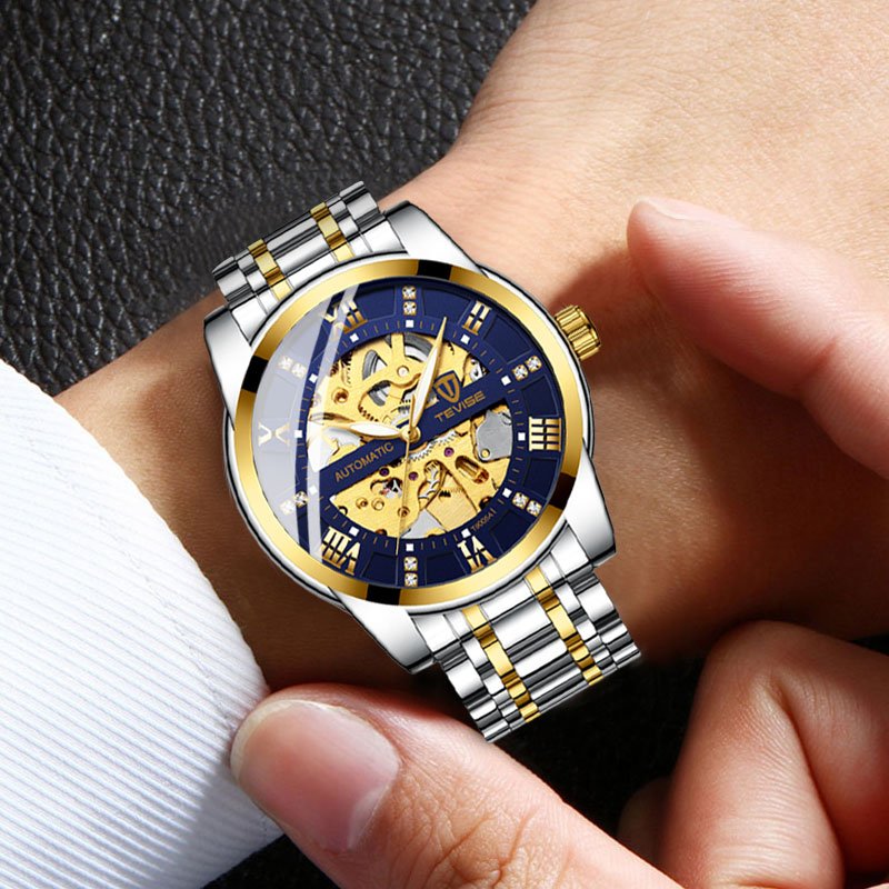 [✔]Original Tevise Watch,Men Watches Male Luxury Automatic Mechanical Watch Men’s Watch, Waterproof Watch Full Steel Business Watch For Men, Luminous Watch
