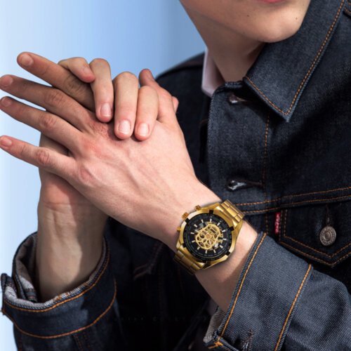 [✔]Winner Original Luxury Men's Casual Watch,Fashion Luminous Waterproof Watch,Skull Hollow Automatic Mechanical Watch